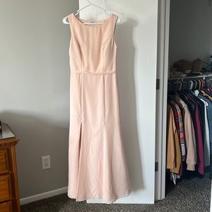 JJ’s House. Size 10. Color: Pearl pink. Sheath/column chiffon gown.